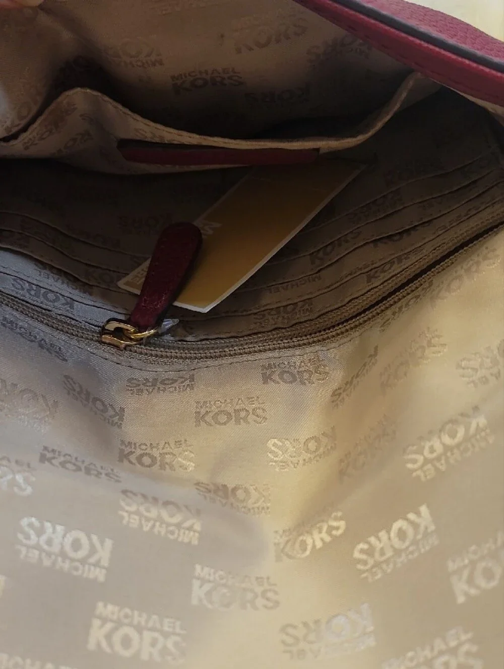 Michael Kors Cherry Pebbled Leather Clutch With Gold Hardware